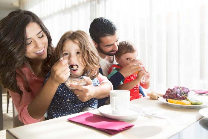 Family having breakfast