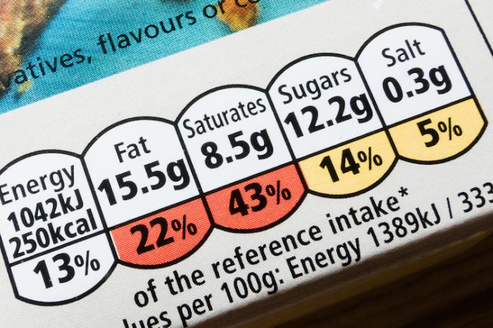 etichetta NUTRITION INFO BOX
