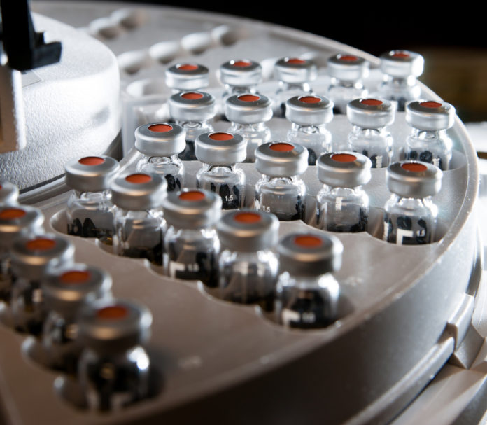 Brightly lit phials in autosampler carousel