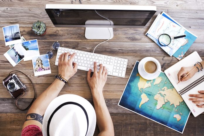 Travel planning on computer easyjet