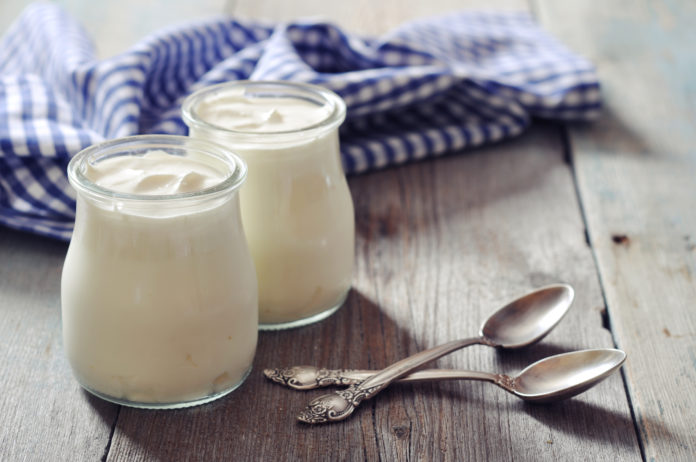 Greek yogurt in a glass jars YOGURT