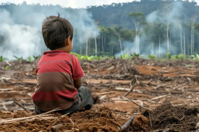 Child Witnessing Deforestation and Its Impact on the Environment DEFORESTAZIONE