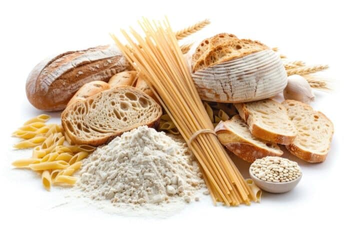 Various types of bread and pasta on display tfa