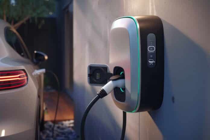 Electric vehicle charging station with connected cable GARANZIA