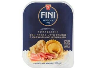 Etichetta in lingua croata: Fini richiama lotto di tortellini crudo e parmigiano TORTELLINI FINI