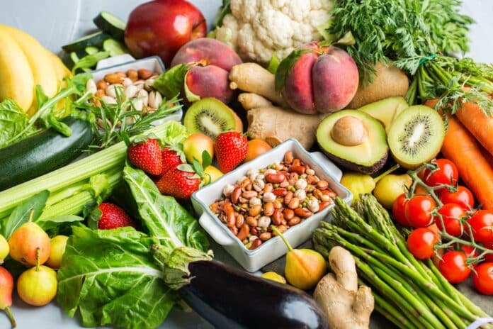 Healthy food for balanced alkaline diet concept verdura