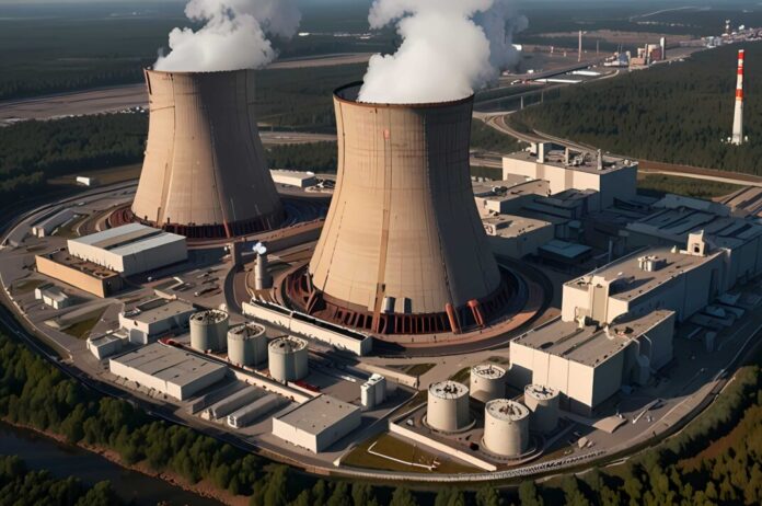 highly detailed image of a nuclear power plant reactor nucleare