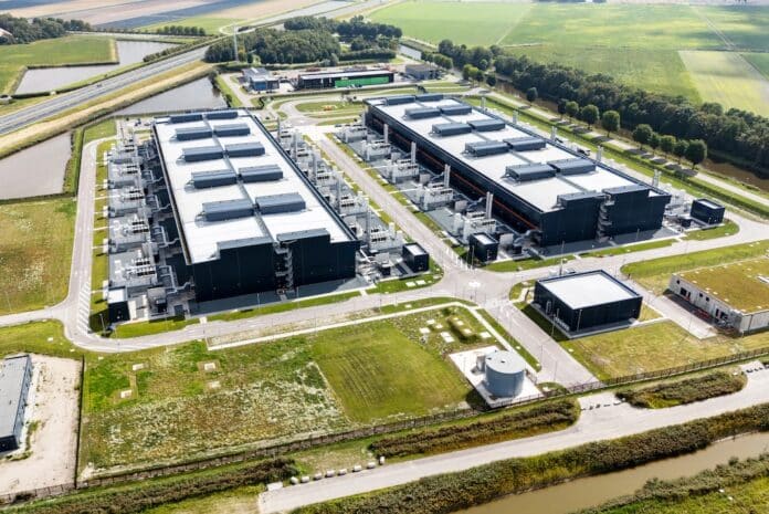 Middenmeer, Netherlands - September 1, 2025: Aerial View of Microsoft Data Center AMS13 and AMS14 DATA CENTER
