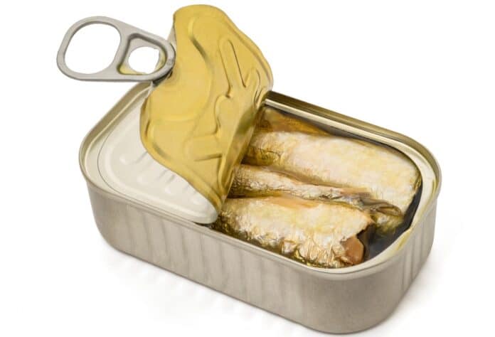 Open Sardine Can Isolated on White Background SGOMBRO